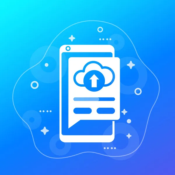 Subir al icono de la nube con un teléfono inteligente — Archivo Imágenes Vectoriales