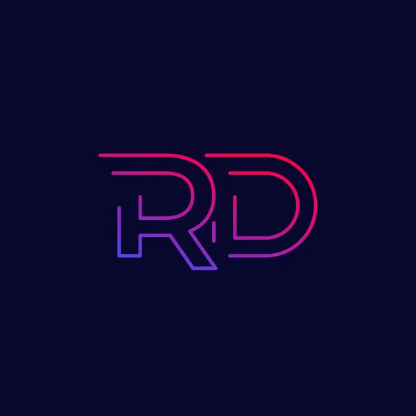 Diseño del logotipo de letras RD, vector de línea — Vector de stock