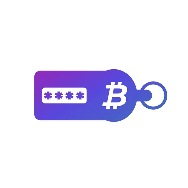 Carteira criptografada para ícone bitcoin — Vetor de Stock