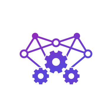 işlemler simgesi beyaz, vektör