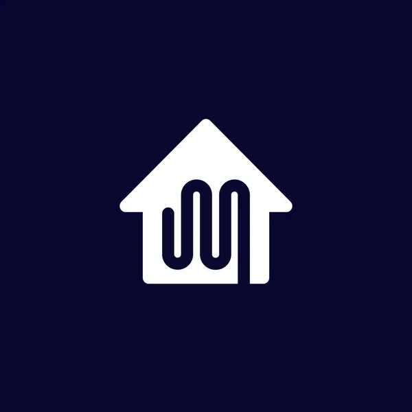 Floor heating vector logo with a house — Stock Vector