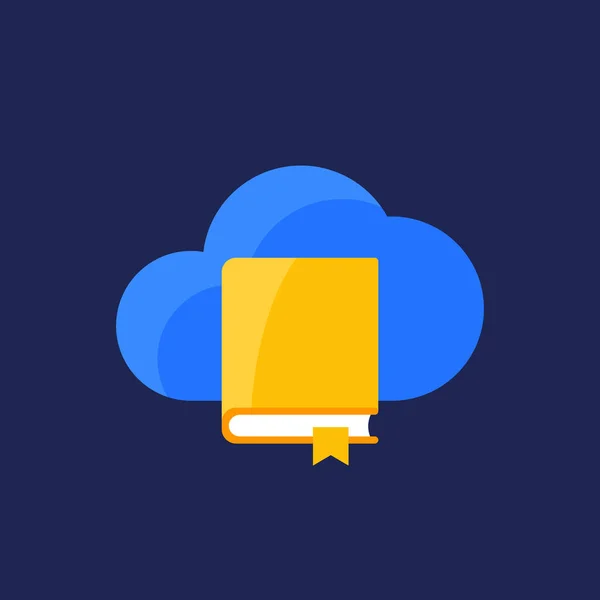 Livres dans l'icône nuage, vecteur de bibliothèque en ligne — Image vectorielle