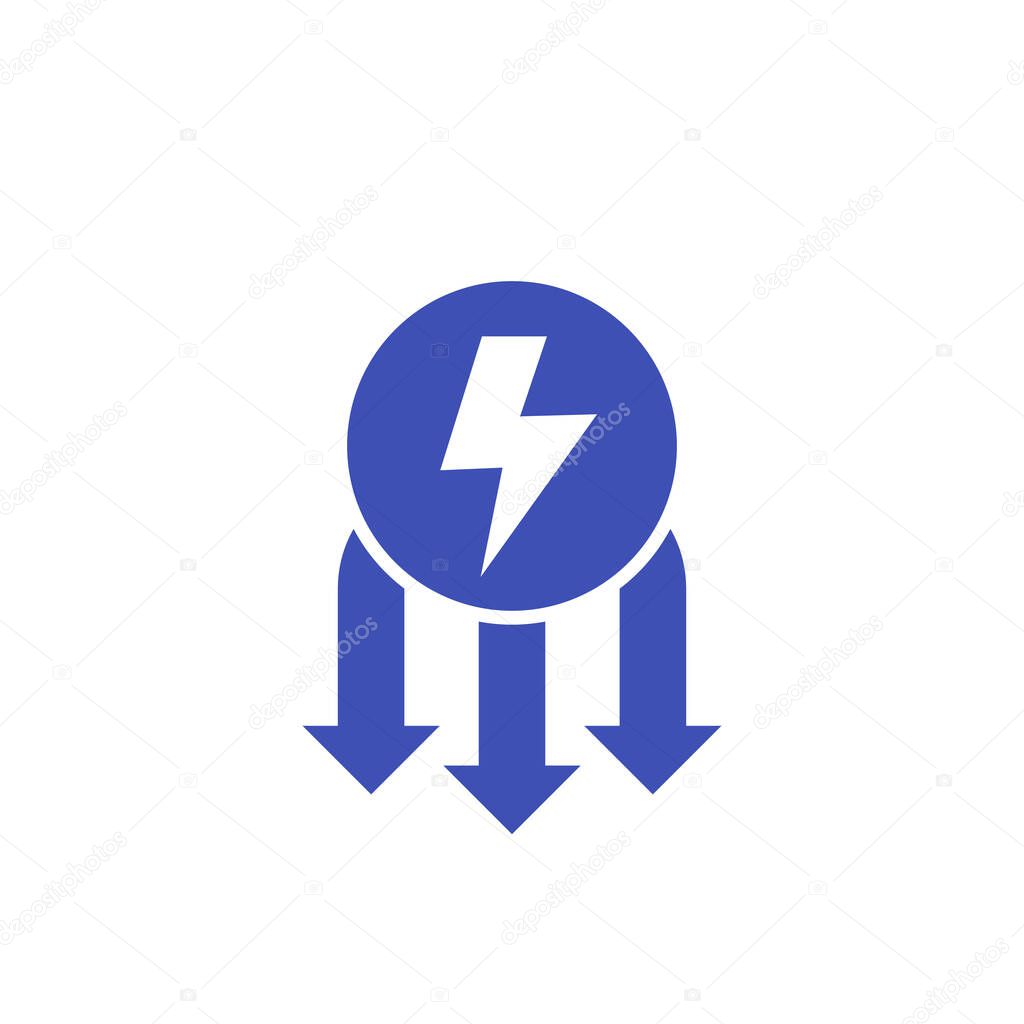 power consumption reduction icon with arrows