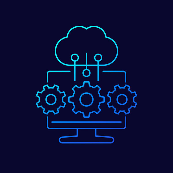 cloud computing service line vector icon