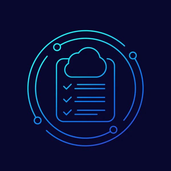 Icône vectorielle de ligne nuage et liste de contrôle — Image vectorielle