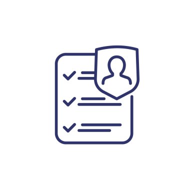 beyaz üzerinde kullanıcı gizlilik çizgisi simgesi