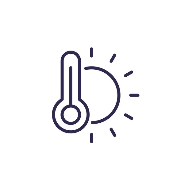 Météorologie, icône de ligne de température sur blanc — Image vectorielle