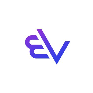 EV harfleri logo, beyaz üzerine monogram, vektör