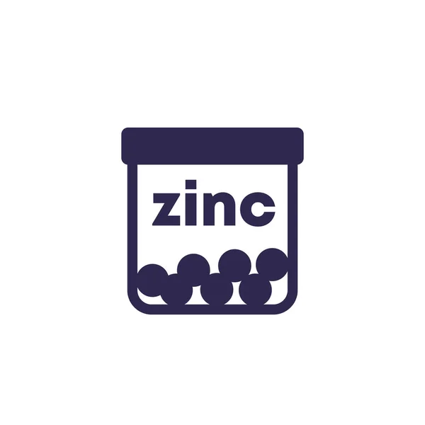 Suplementos de zinc icono, mineral Zn — Vector de stock