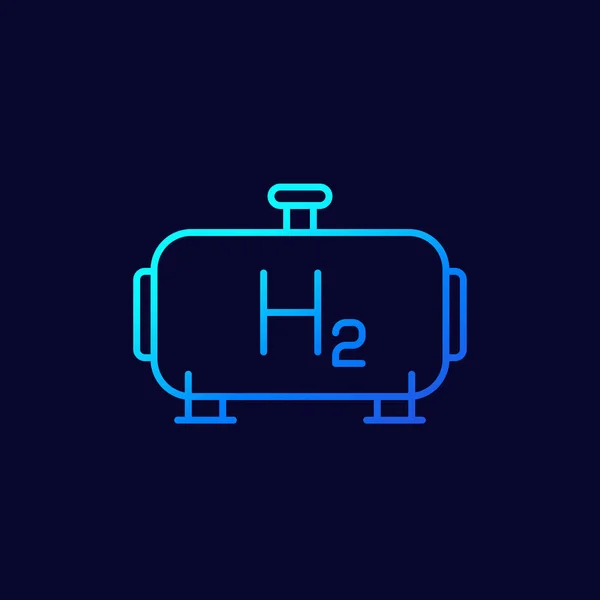 Icono de la línea del tanque de gas hidrógeno en oscuro — Archivo Imágenes Vectoriales