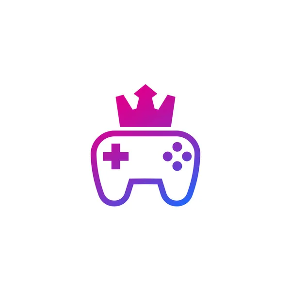 Λογότυπο παιχνιδιών με gamepad και στέμμα, διάνυσμα — Διανυσματικό Αρχείο