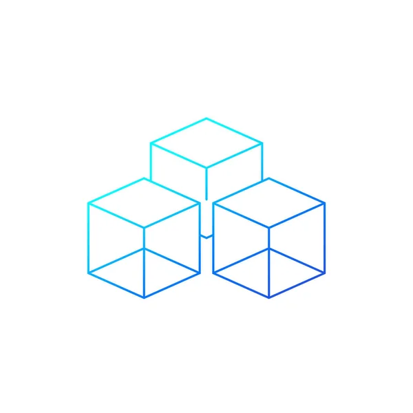 3d icono de línea de cubo en blanco, vector — Archivo Imágenes Vectoriales