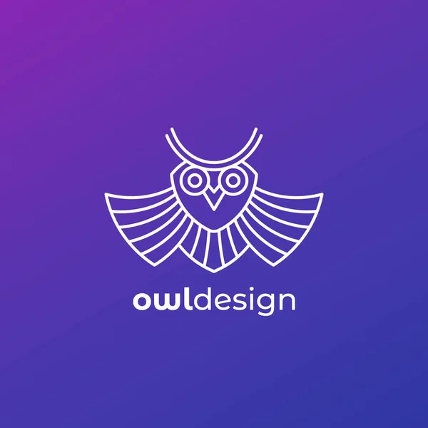 Icône logo hibou, design linéaire — Image vectorielle