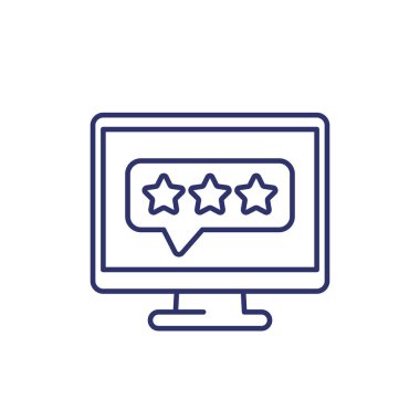 Beyaz üzerinde geri bildirim ve derecelendirme çizgisi simgesi