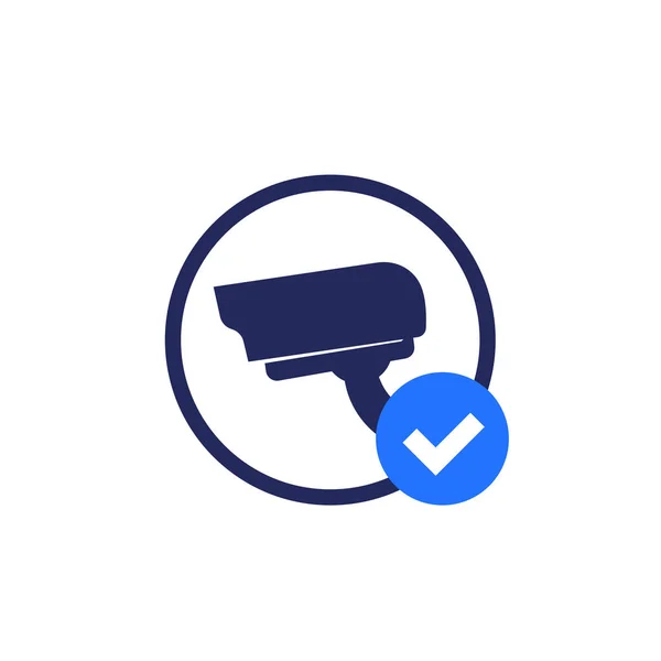 Ip icono de la cámara con marca de verificación — Vector de stock