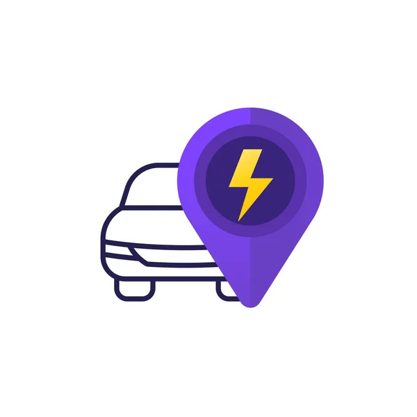 Elektroauto-Ikone mit Stromsymbol — Stockvektor