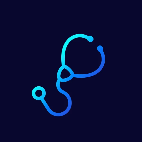 Stethoscope line icon, doctor tools — Stock Vector
