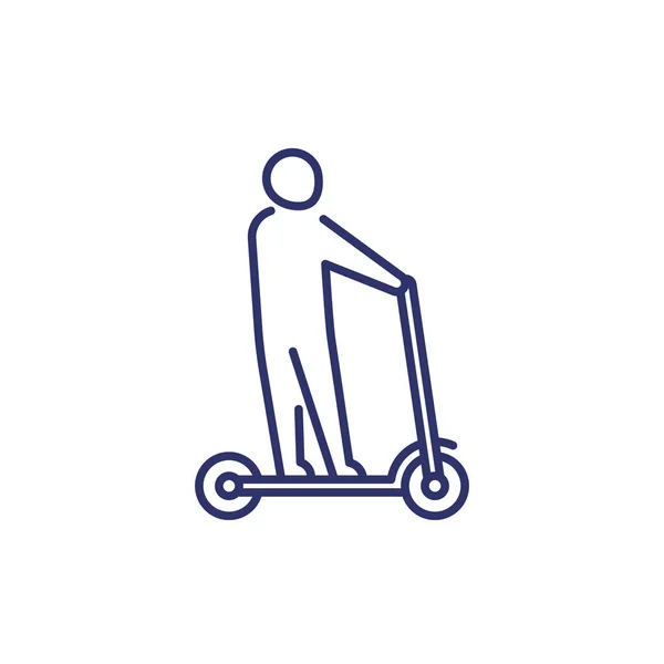 Kick scooter line icon with a man — Stock Vector