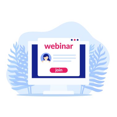 webinar, çevrimiçi eğitim vektör simgesine katıl