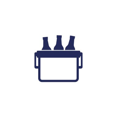 Beyaz üzerine bira simgesi olan taşınabilir soğutucu kutusu