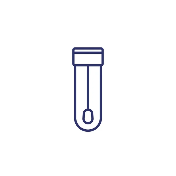 Icono de línea de prueba de hisopo nasal en blanco — Archivo Imágenes Vectoriales