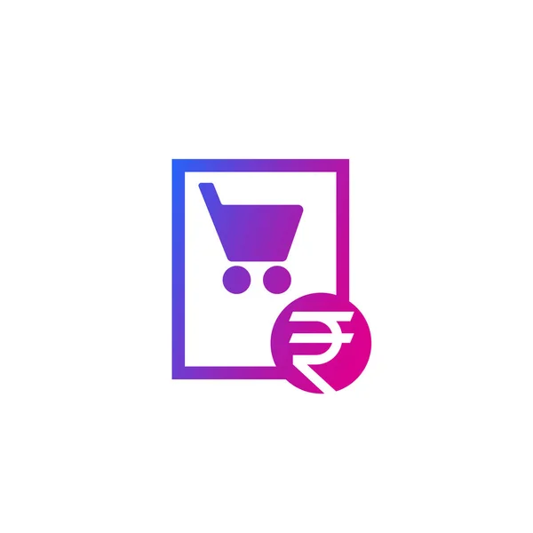 Commander, icône d'achat avec roupie — Image vectorielle