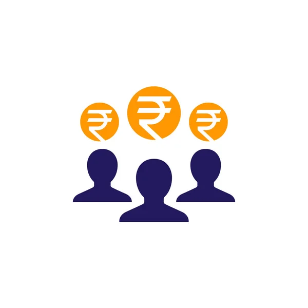 Coste del empleado, icono de salario con rupia, vector — Archivo Imágenes Vectoriales