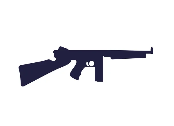 Tommy gun, amerikanische Maschinenpistole auf weiß — Stockvektor