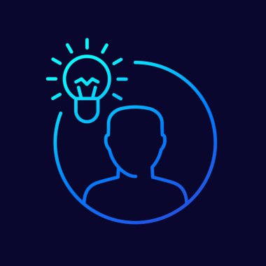 içgörü çizgisi simgesi, ampul ve insan vektörü