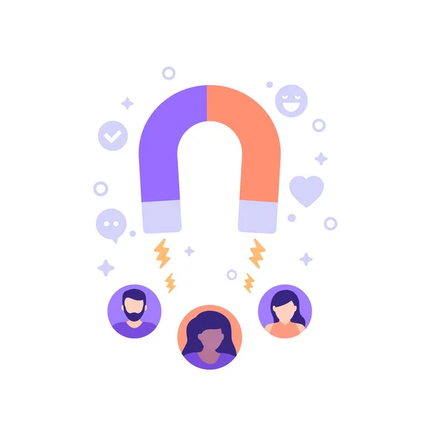 Customer retention vector illustration with magnet — Wektor stockowy