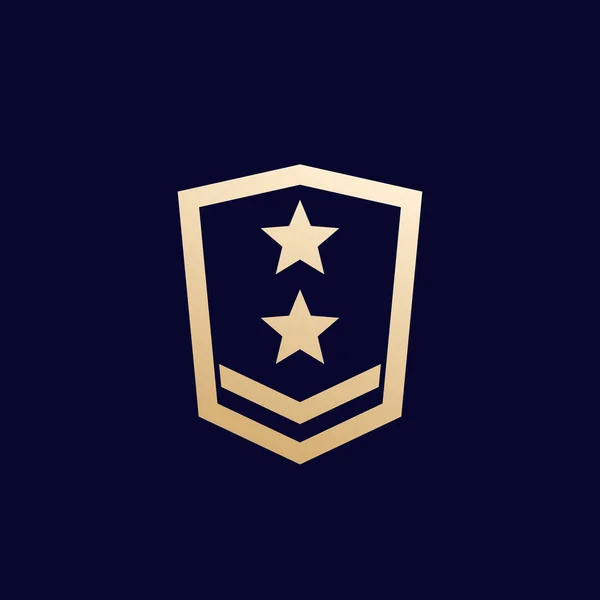 Rango militar, logotipo del ejército en la oscuridad, vector — Vector de stock