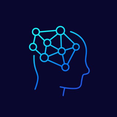 Nöron bağlantıları çizgi simgesi, vektör