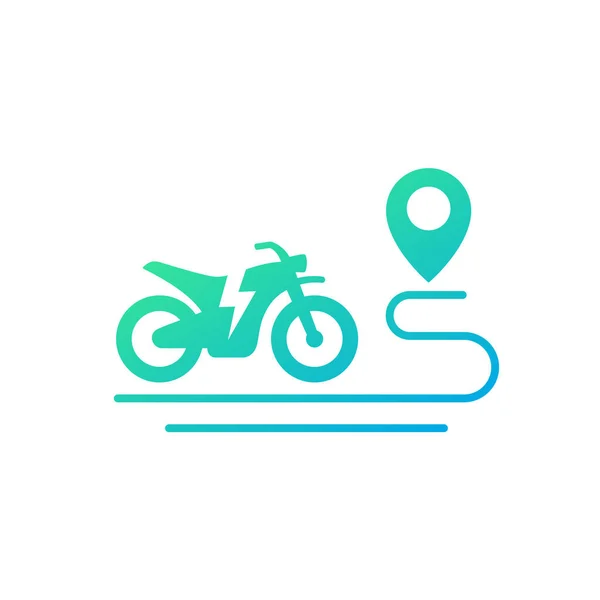 Vélo électrique, moto et icône de route sur blanc — Image vectorielle