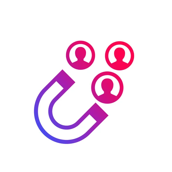 Customer retention icon with magnet and clients — Stockvektor