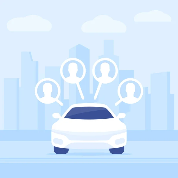 Carsharing service, rental car in the city — Vettoriale Stock