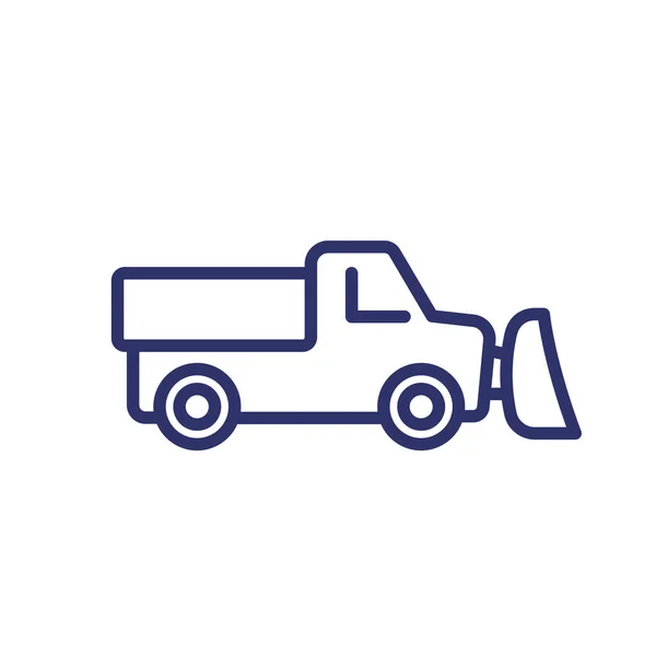 Neve arado caminhão linha vetor ícone — Vetor de Stock