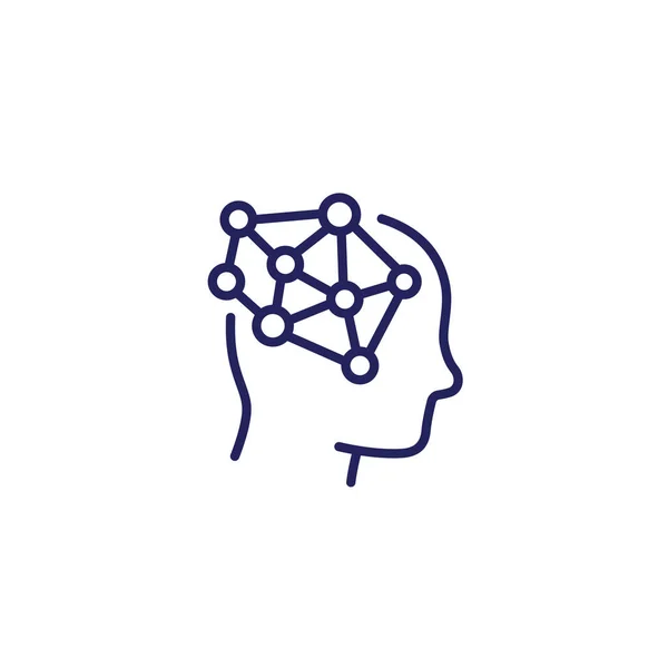 Icône de ligne de connexions neuronales sur blanc, vecteur — Image vectorielle
