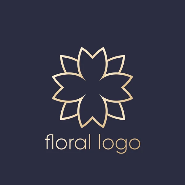 Florales Logo-Design, Gold auf dunkel — Stockvektor