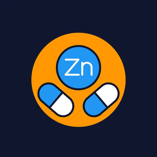 Zinc capsules icon, Zn mineral vector art — Stock vektor
