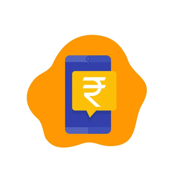 Icono de pago móvil con rupia — Archivo Imágenes Vectoriales