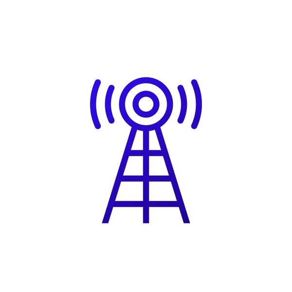 Antenna o torre radio icona linea, vettore — Vettoriale Stock