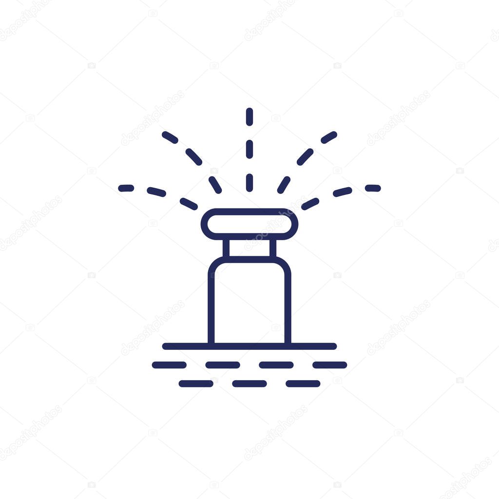 water sprinkler, irrigation line icon on white
