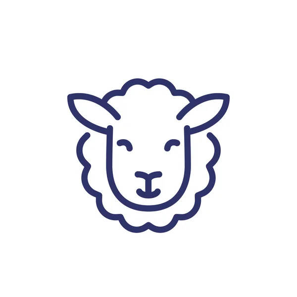Icona linea di pecora sul bianco — Vettoriale Stock