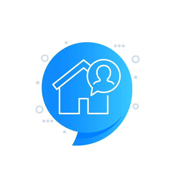 Huurder, resident line icoon met een huis — Stockvector