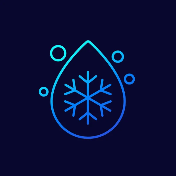 Kühlmittel-Tropfen-Symbol mit einer Schneeflocke — Stockvektor
