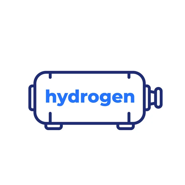 Almacenamiento de hidrógeno, icono de la línea del tanque de gas — Archivo Imágenes Vectoriales
