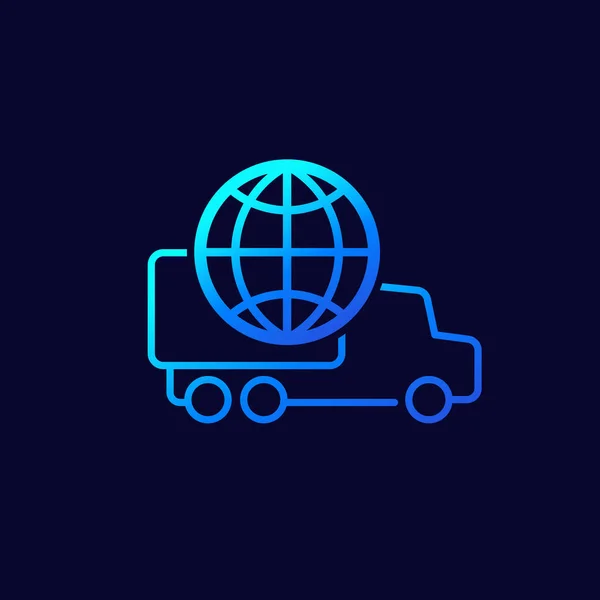 Entrega en todo el mundo con un icono de camión, vector — Vector de stock
