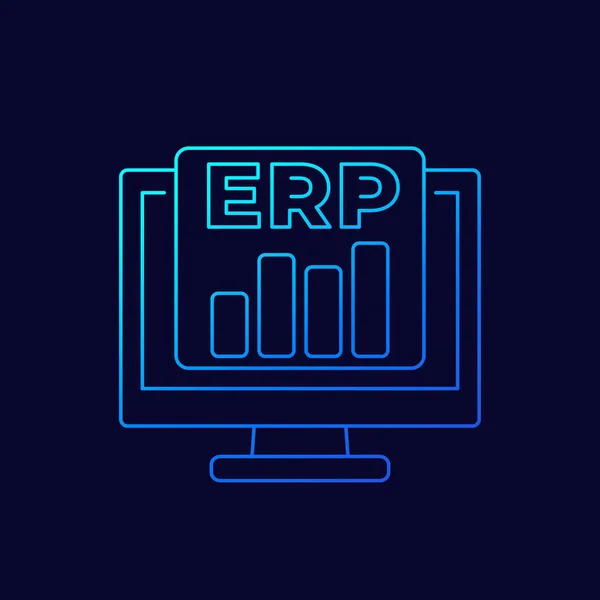 Erp icono de línea vectorial de software — Vector de stock