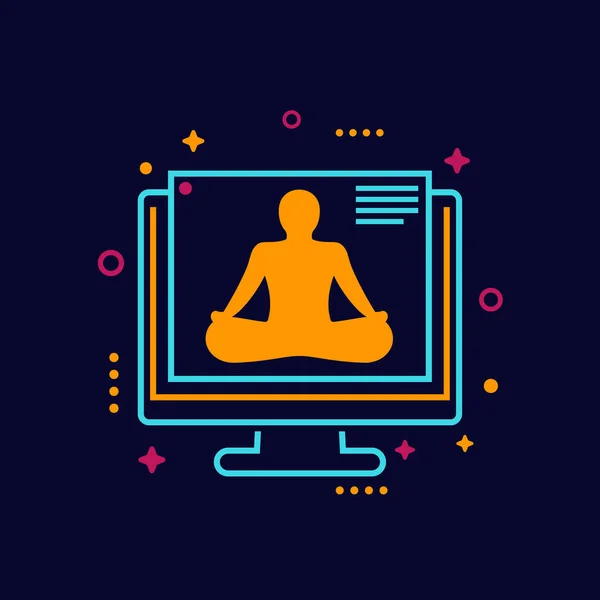 Icône d'entraînement de yoga en ligne, vecteur Vecteurs De Stock Libres De Droits