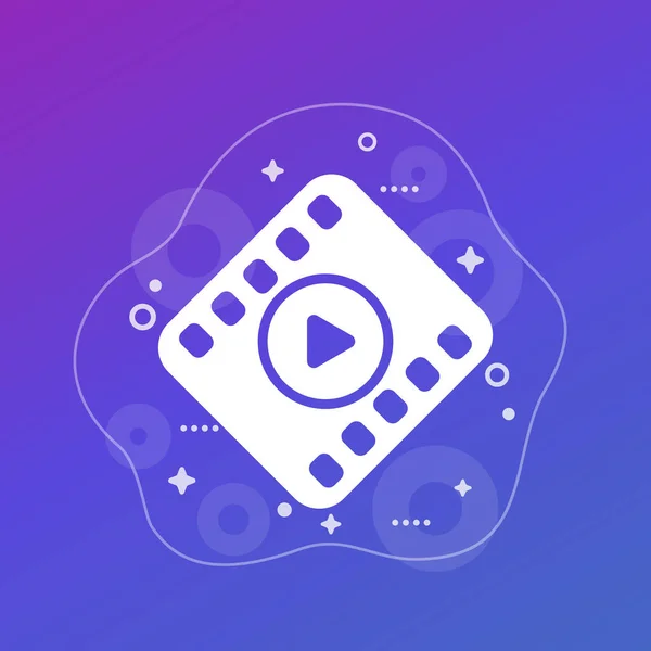 Icône vidéo avec symbole de lecture et bande de film, vecteur — Image vectorielle
